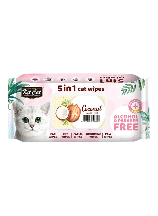 Kit Cat - 5 In 1 Pet  Wipes Coconut Multicolour 20cm - Image 1