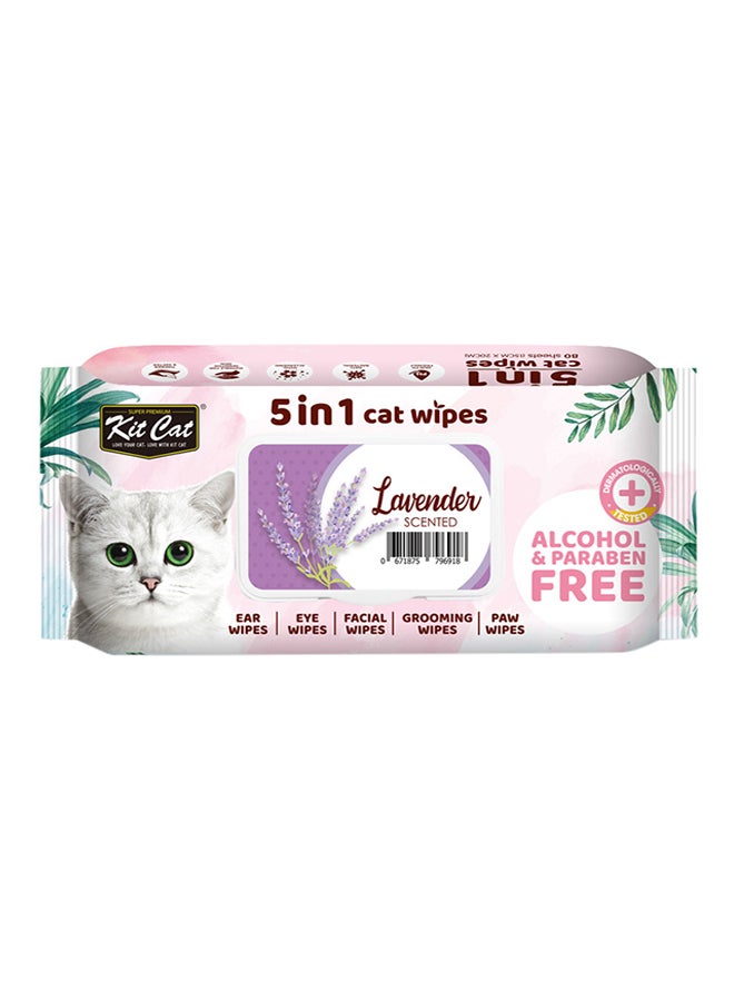 كيت كات مناديل مُبللة مُخصصة للحيوانات الأليفة 5 في 1 برائحة اللافندر متعدد الألوان 20سم