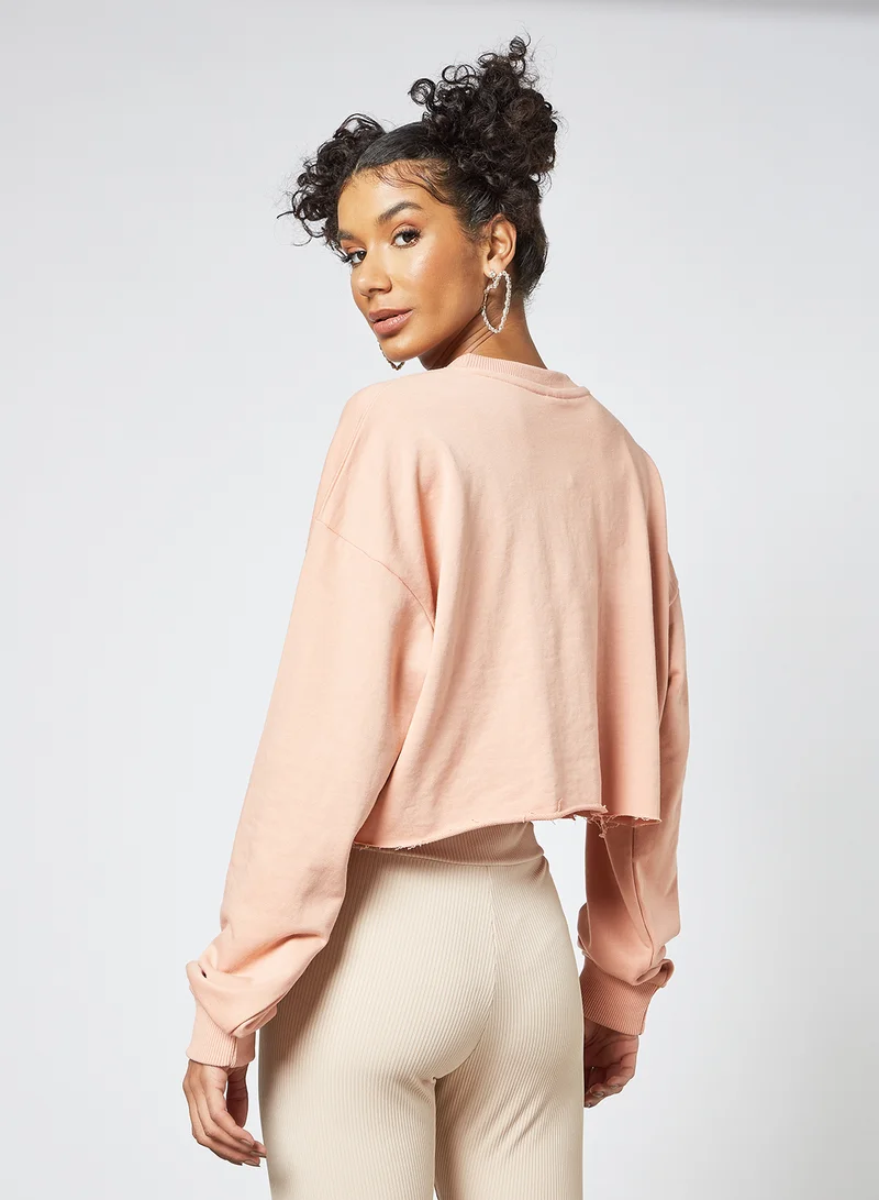 Sivvi x GenM Slogan Cropped Sweatshirt Pink