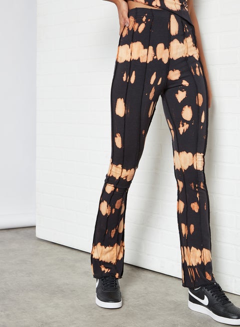 Tie Dye Flared Pants Black