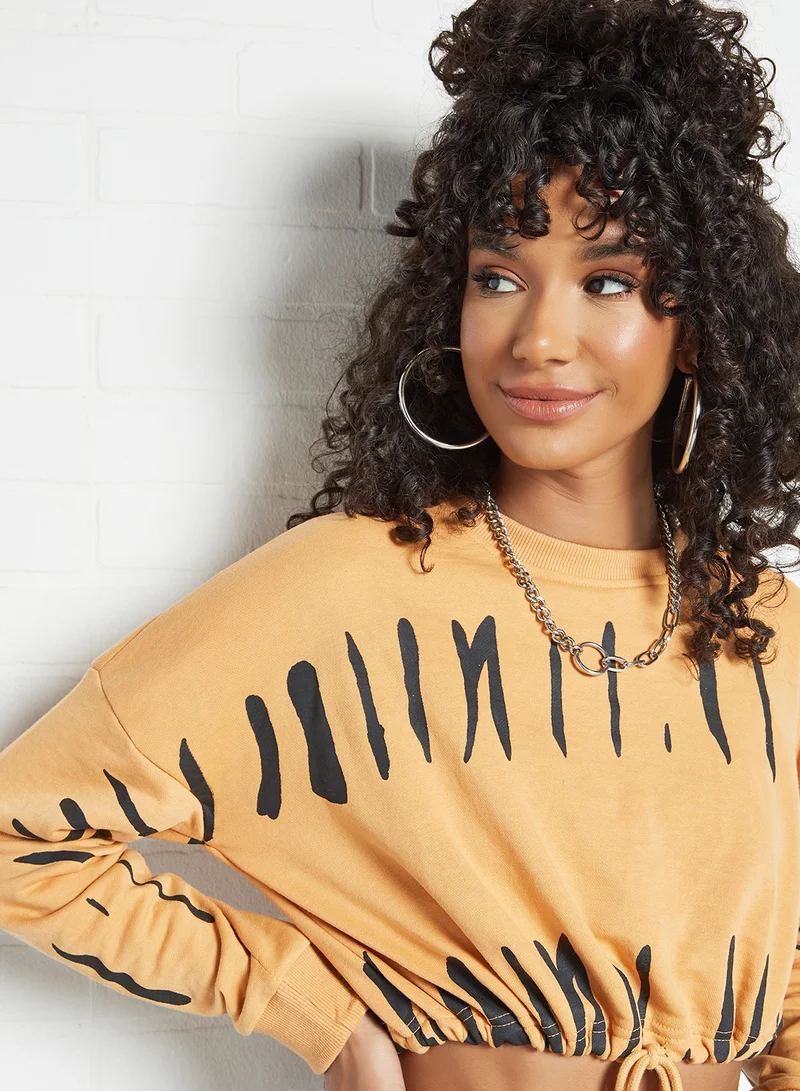 Sivvi x GenM Graphic Print Cropped Sweatshirt Orange