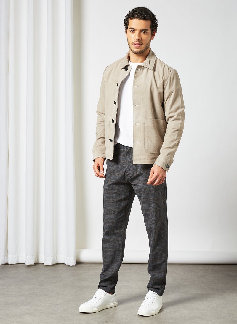 SELECTED - Checkered Chino Trousers Brown - Image 1