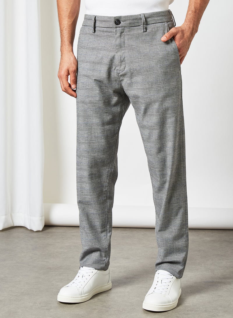 SELECTED - Checkered Chino Trousers Grey - Image 1
