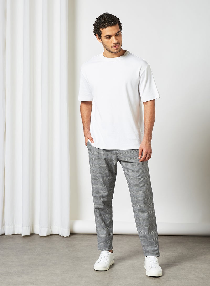 SELECTED - Checkered Chino Trousers Grey - Image 1