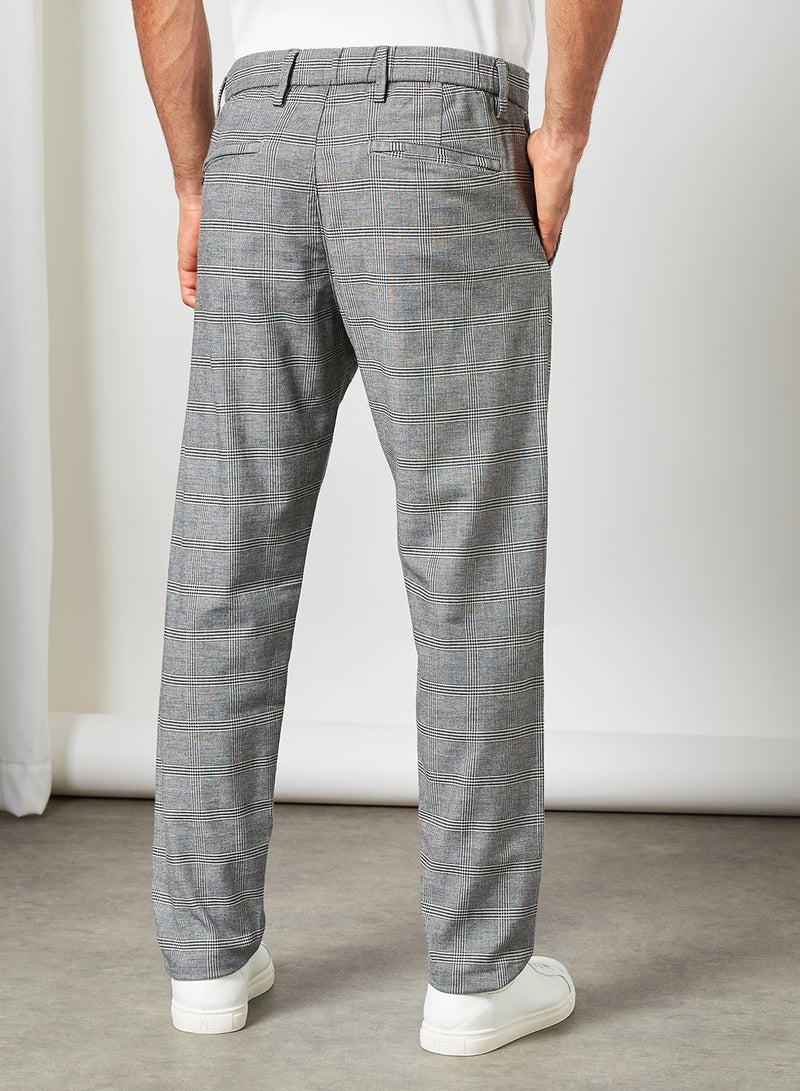 SELECTED - Checkered Chino Trousers Grey - Image 1