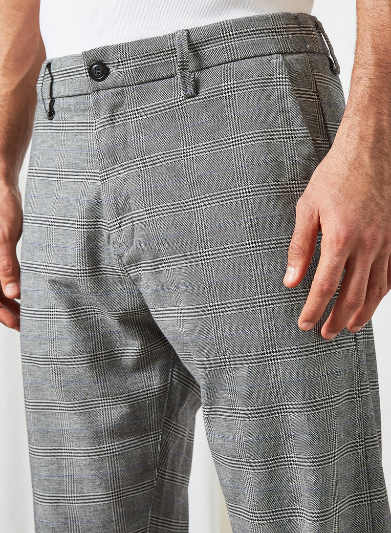 SELECTED - Checkered Chino Trousers Grey - Image 1