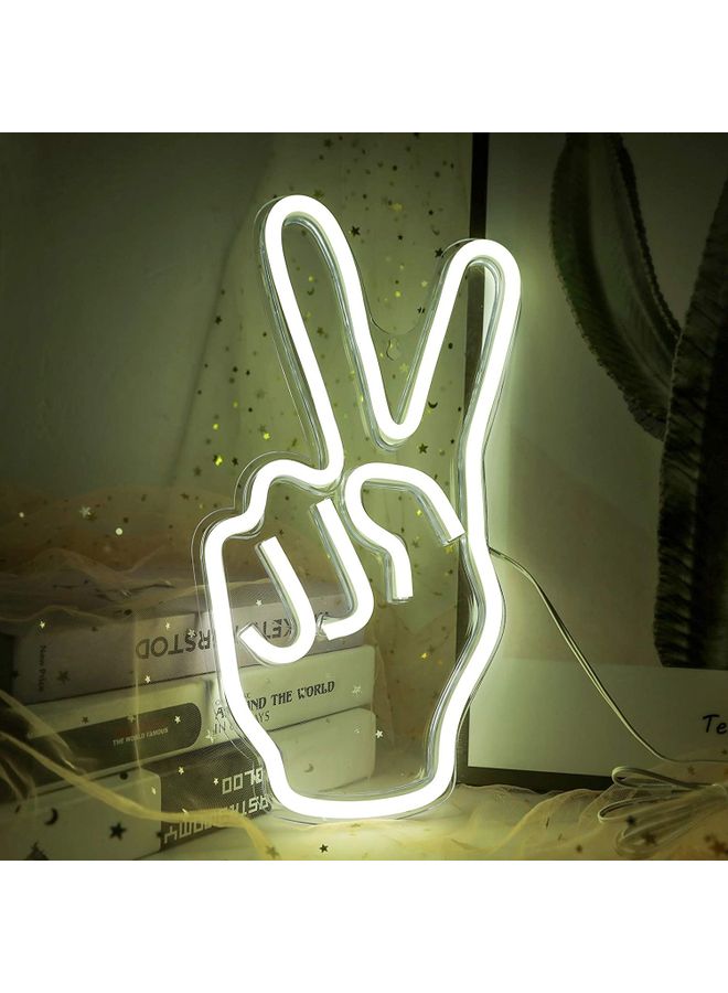 كوينج مصباح LED للزينة بتصميم علامة نيون على أصابع اليد أبيض 