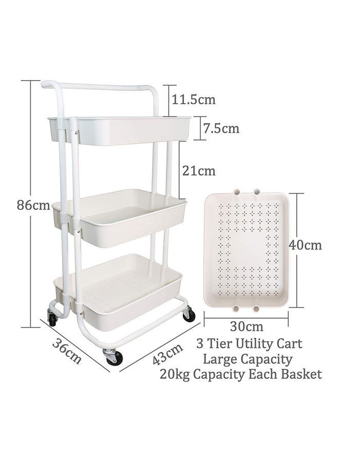 ALMUFARREJ - 3-Tier Utility Cart White - Image 1