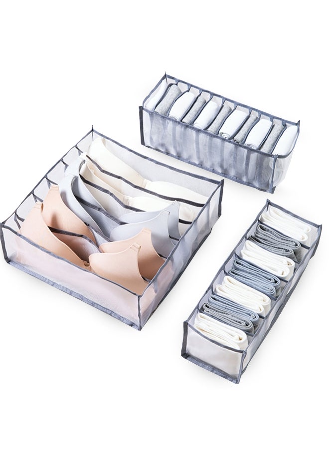 Generic - 3-Piece Underwear Organizer Set Grey - Image 1