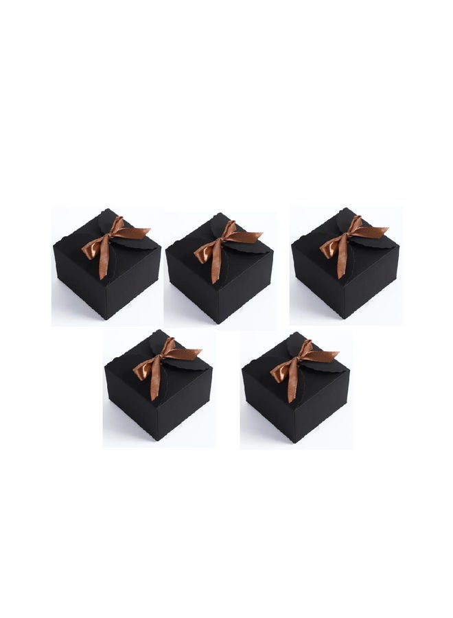 صندوق هدايا مربع الشكل من ورق الكرافت من 5 قطع أسود/ بني