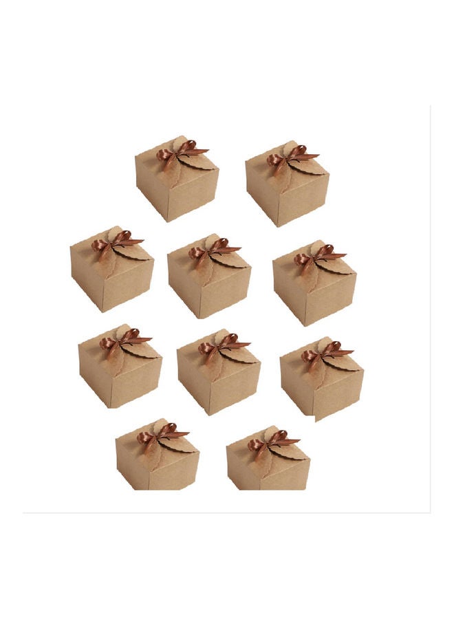 مجموعة صناديق هدايا مربعة الشكل مصنوعة من ورق الكرافت مكونة من 10 قطع بني