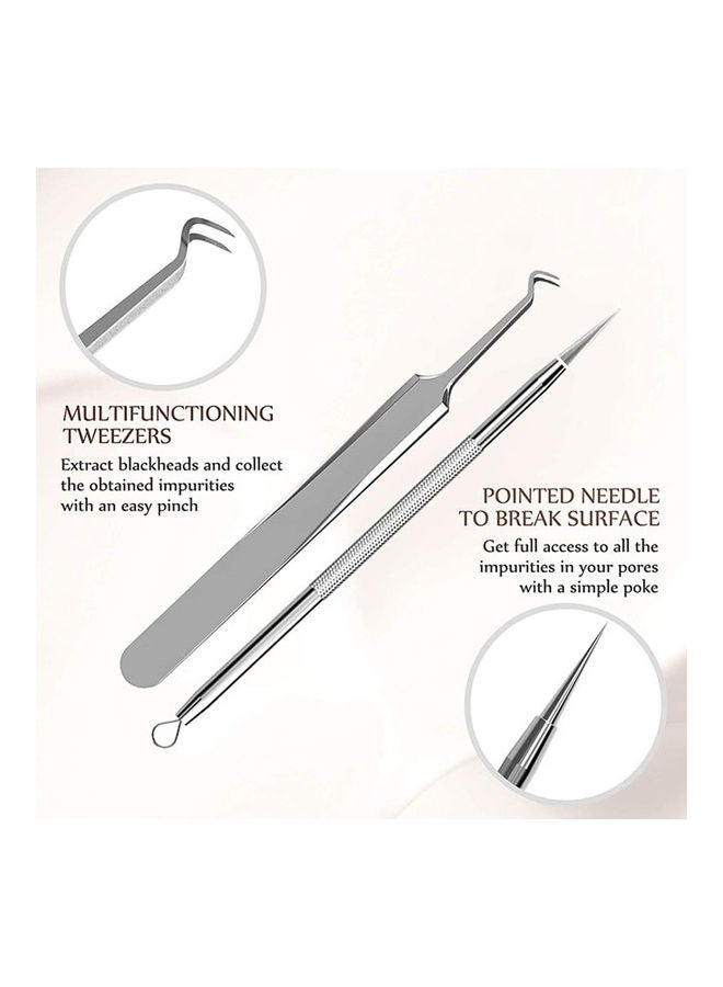 Rock Pow 6-Count Curved Blackhead Tweezers Kit with Case Silver/Black  - Image 2