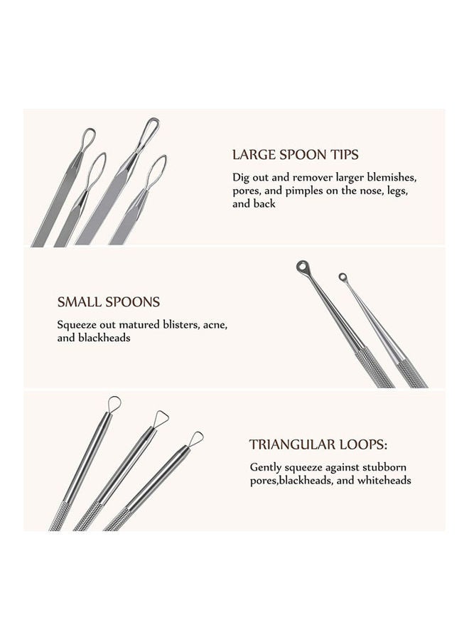 Rock Pow 6-Count Curved Blackhead Tweezers Kit with Case Silver/Black  - Image 3