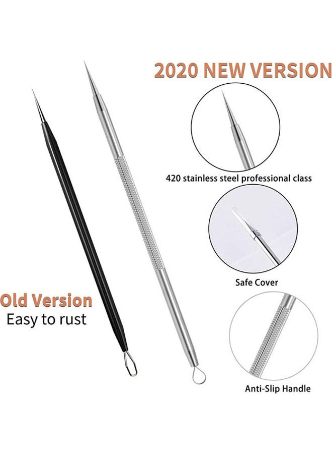 Rock Pow 6-Count Curved Blackhead Tweezers Kit with Case Silver/Black  - Image 4