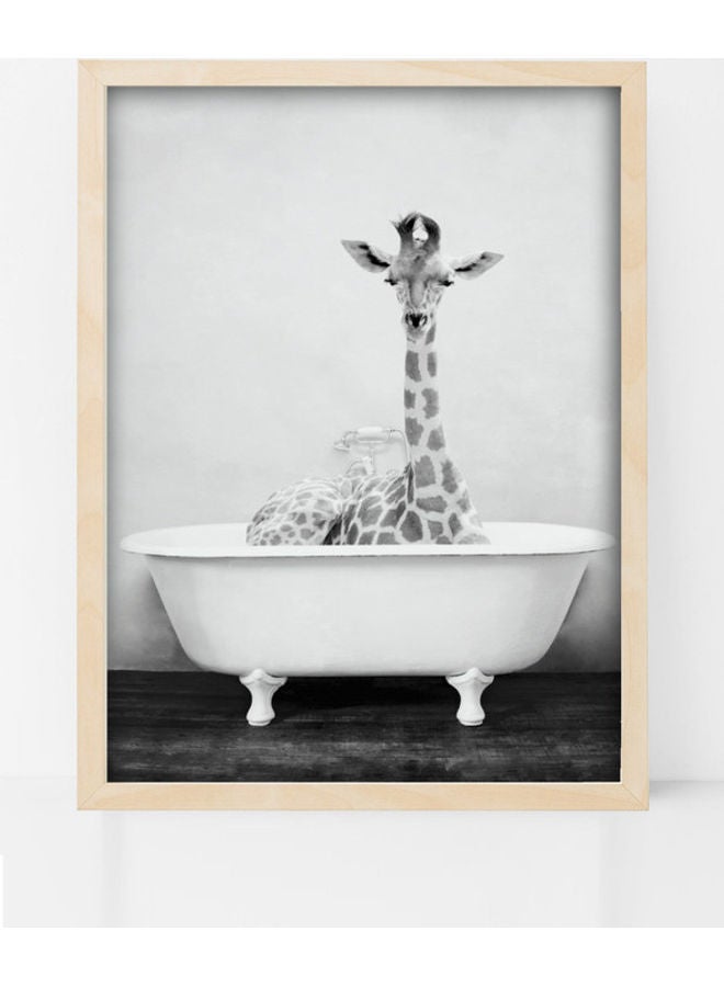 Boomah Accessories Giraffe in a Bathtub Animal Poster with Frame Black/White 30x40cm 