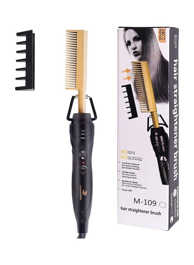 Professional Hair Straightener Comb Gold/Black - Image 1