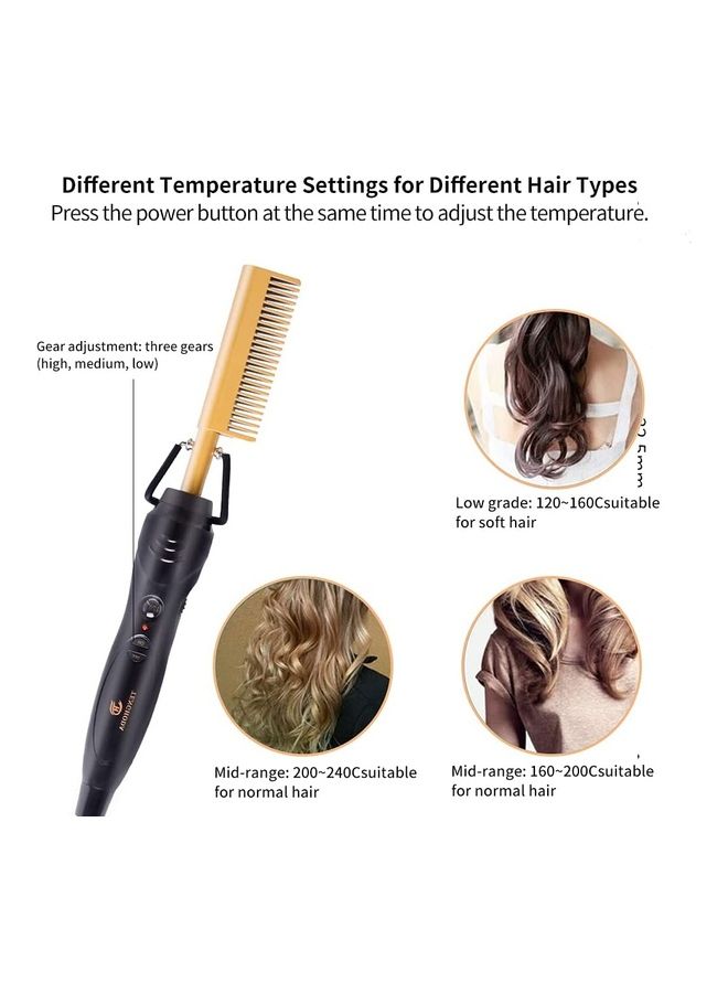 Professional Hair Straightener Comb Gold/Black - Image 4