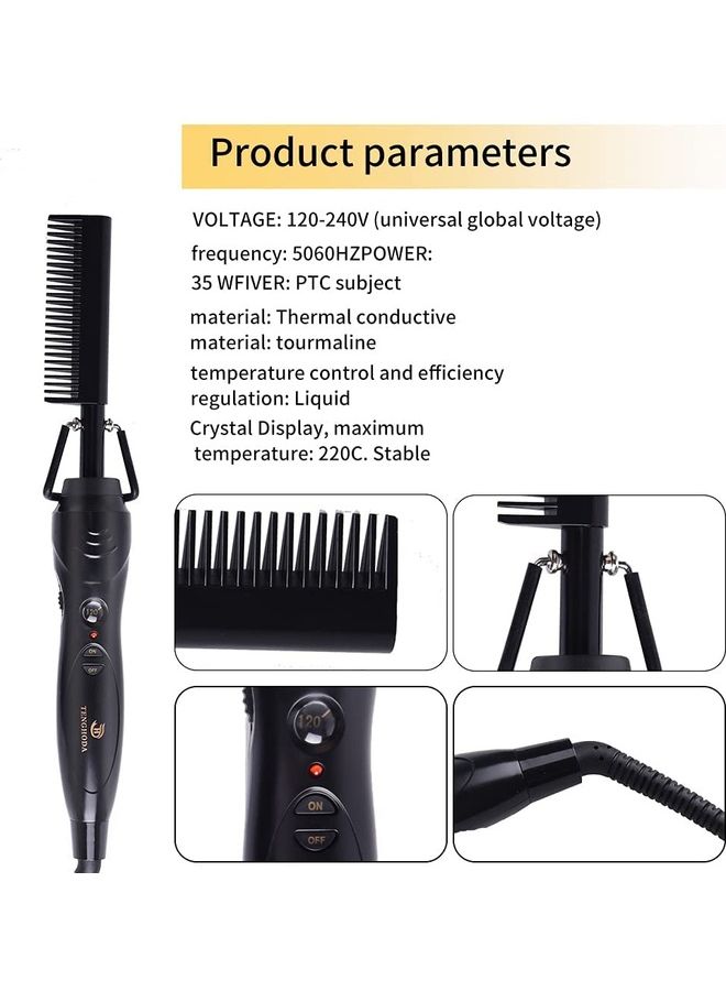 Professional Hair Straightener Comb Black - Image 2