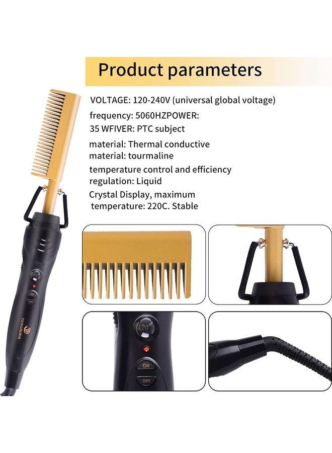 Professional Hair Straightener Comb Gold/Black - Image 5