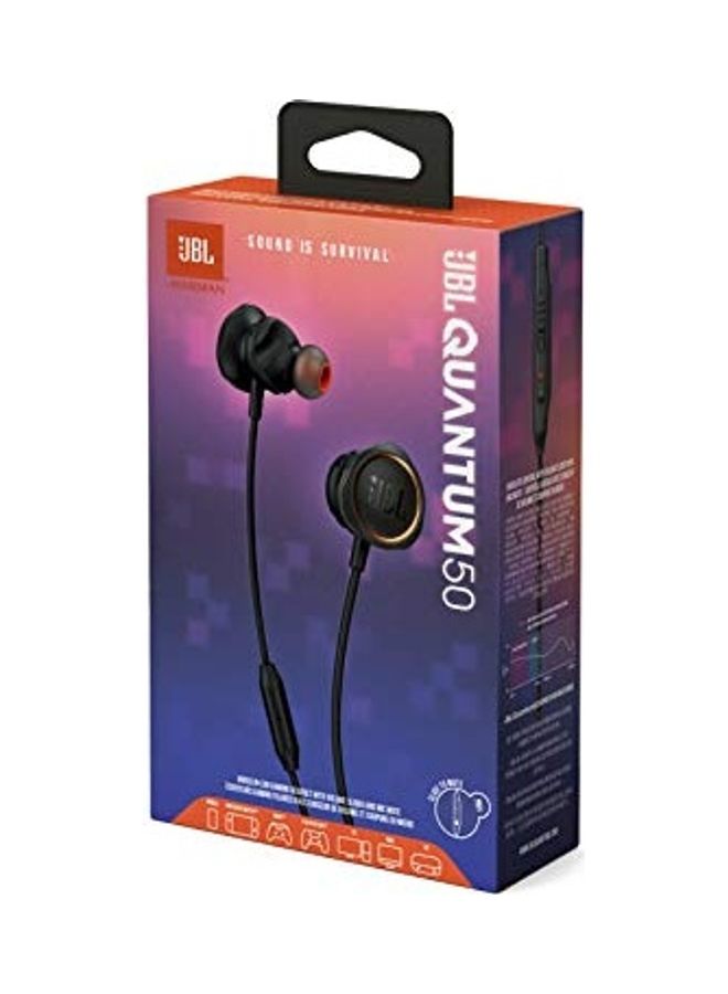 JBL - Quantum 50 Wired, In-Ear Gaming Headphones with Inline Control - Image 1