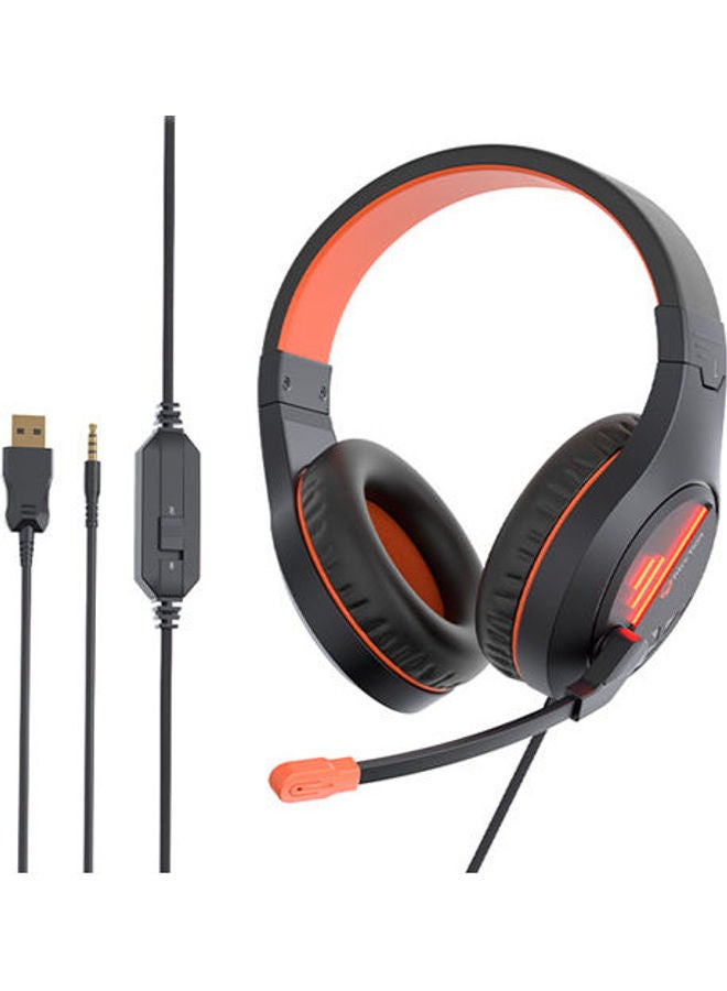 Meetion Stereo Gaming Headset With Mic Black Orange Lightweight Backlit - Image 3