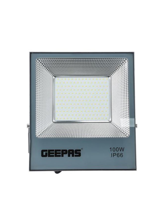 GEEPAS Geepas GESL55088 LED Flood Light | 100 W | 8000 lm Lumens | Portable Design with Water Proof Body | 8000 Lumens & 6500K | Ideal Home, Office, Warehouse Etc Grey/Silver  - Image 1