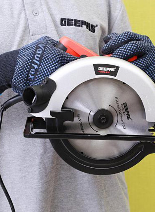 Geepas 1200W Circular Saw With High Speed And 185mm Saw Blades- Multi-Purpose  Blade 65mm Cutting Depth,Depth & Angle Adjustment | Ideal for Wood, Mild Steel, Plastic & More Silver/Black/Red - v1628073306/N38539727A_3