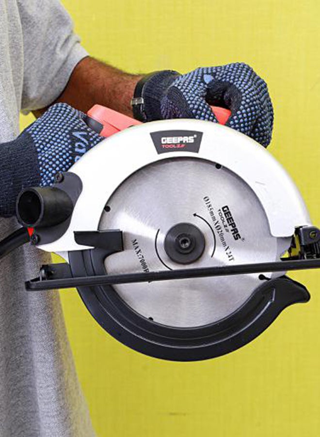 Geepas 1200W Circular Saw With High Speed And 185mm Saw Blades- Multi-Purpose  Blade 65mm Cutting Depth,Depth & Angle Adjustment | Ideal for Wood, Mild Steel, Plastic & More Silver/Black/Red - v1628073306/N38539727A_4