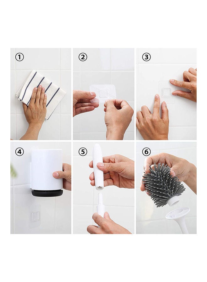 Generic Silicone Toilet Bowl Brush Set White/Black 43 x 11cm  - Image 2