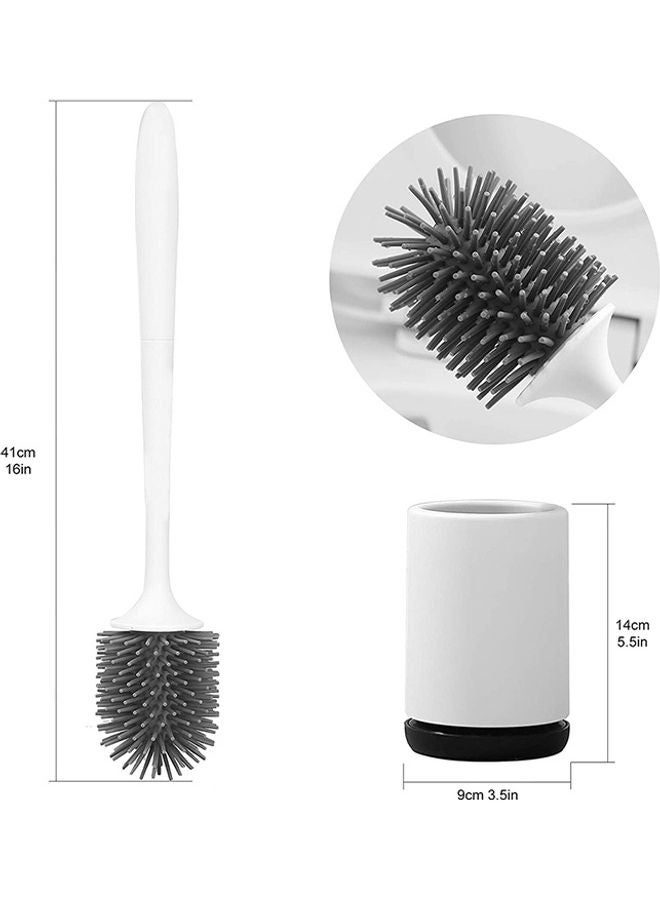 Generic Silicone Toilet Bowl Brush Set White/Black 43 x 11cm  - Image 4
