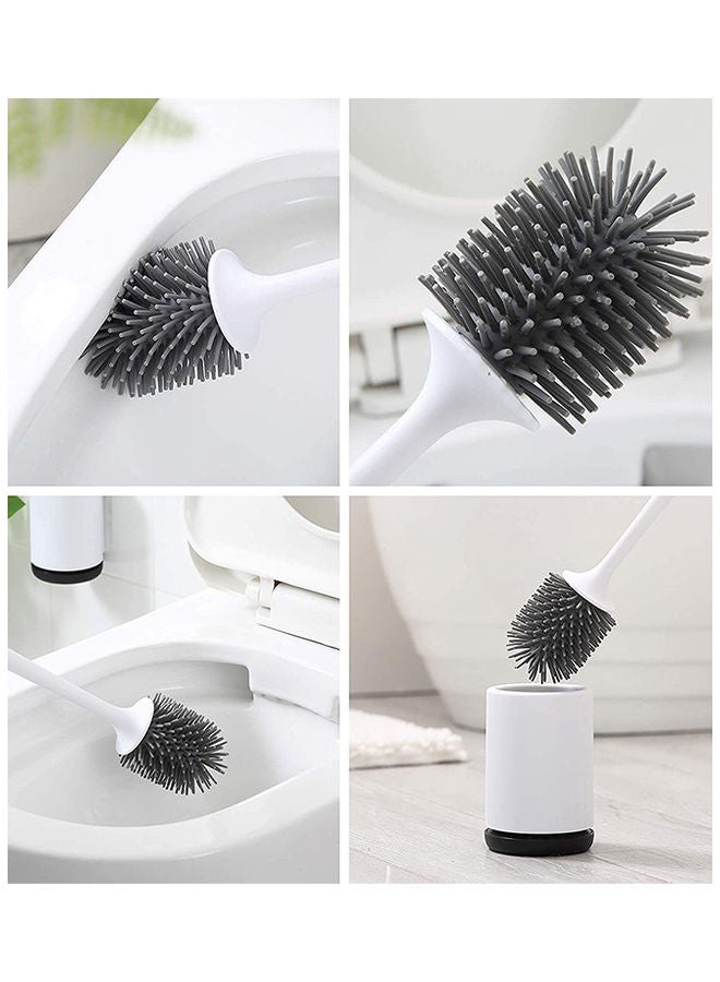 Generic Silicone Toilet Bowl Brush Set White/Black 43 x 11cm  - Image 5