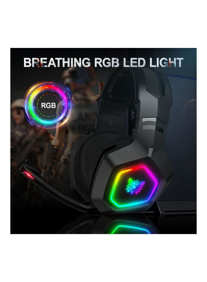 أونيكوما سماعة رأس K10 سلكية للألعاب بإضاءة متعددة الألوان RGB مزودة بميكروفون - Image 2