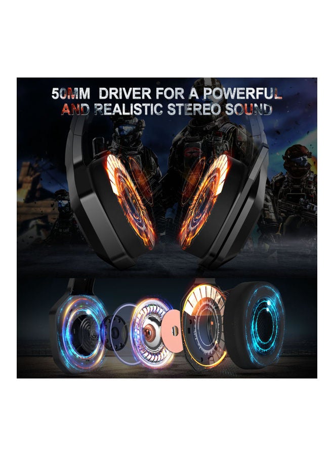 أونيكوما سماعة رأس K10 سلكية للألعاب بإضاءة متعددة الألوان RGB مزودة بميكروفون - Image 3