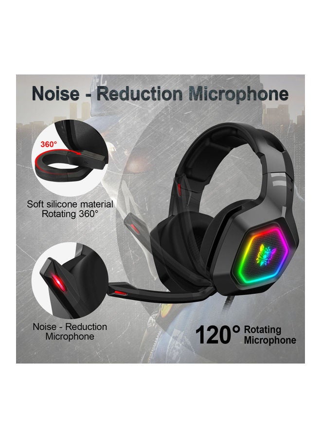 أونيكوما سماعة رأس K10 سلكية للألعاب بإضاءة متعددة الألوان RGB مزودة بميكروفون - Image 4