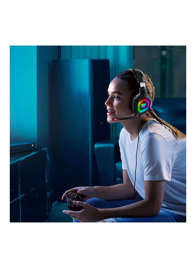 أونيكوما سماعة رأس K10 سلكية للألعاب بإضاءة متعددة الألوان RGB مزودة بميكروفون - Image 5