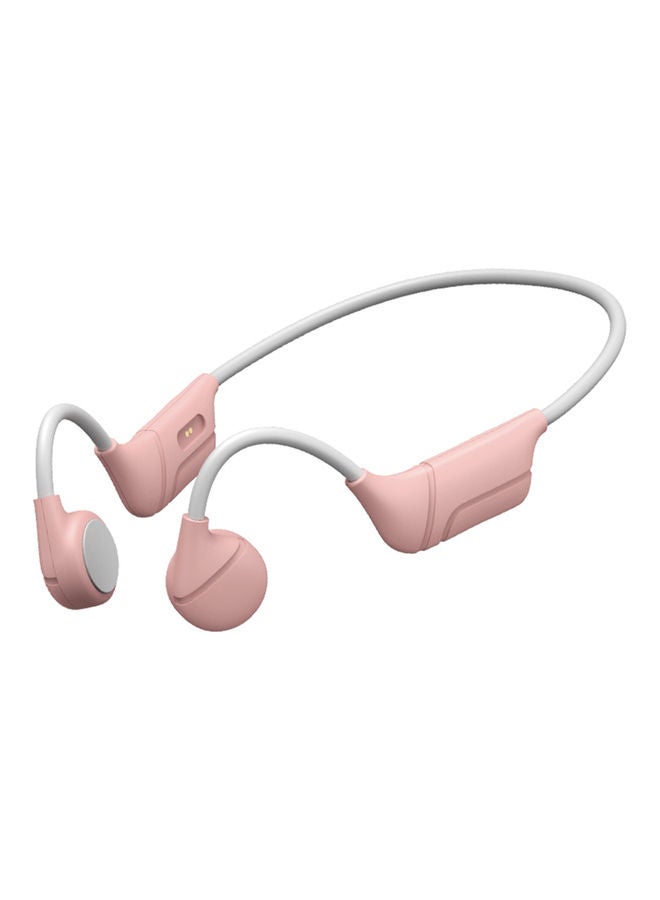 Generic V12 Bone Conduction Wireless BT 5.0 Headphones with Mic Pink/White  - Image 1