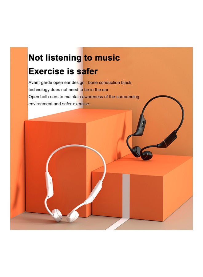 Generic V12 Bone Conduction Wireless BT 5.0 Headphones with Mic Pink/White  - Image 2