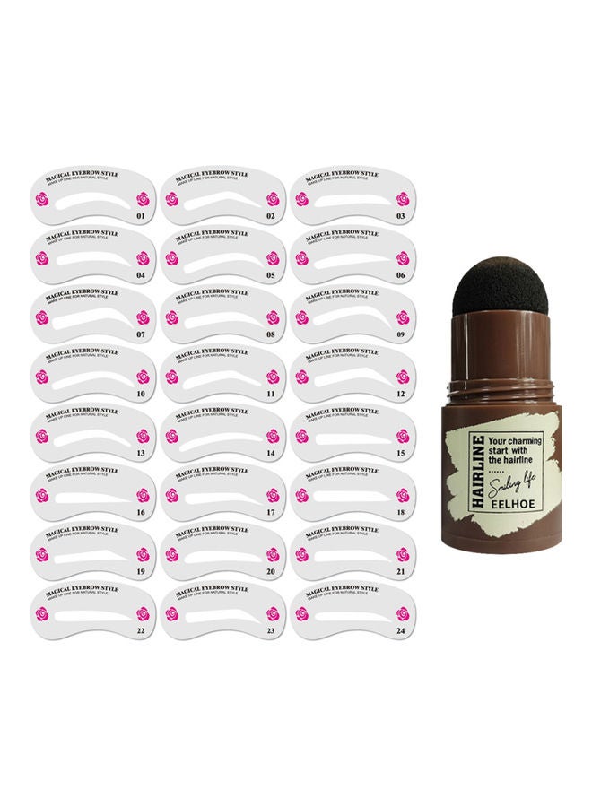 24-Piece Brow Card Portable Eyebrow Stamp Shaping Kit White/Black - Image 1
