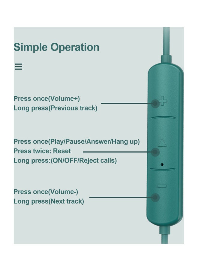 Lenovo SH1 Wireless Neckband Bluetooth Earphone Green - Image 2