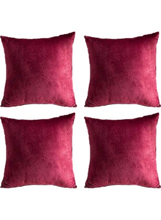 4-Piece Simple Velvet Decorative Cushion Red - v1628078664/N49760544A_1