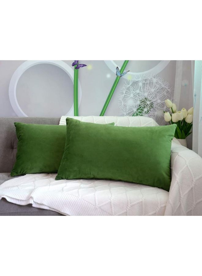 بنهيليغنز طقم وسائد مخملية مناسبة للزينة بتصميم بسيط مكون من قطعتين أخضر - Image 2