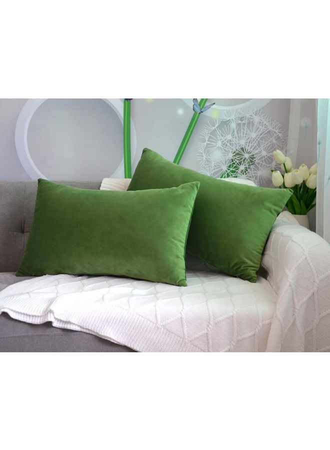 بنهيليغنز طقم وسائد مخملية مناسبة للزينة بتصميم بسيط مكون من قطعتين أخضر - Image 3