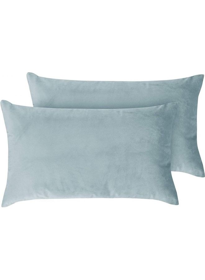 PENHALIGON'S 2-Piece Simple Velvet Decorative Pillow Blue  - Image 1
