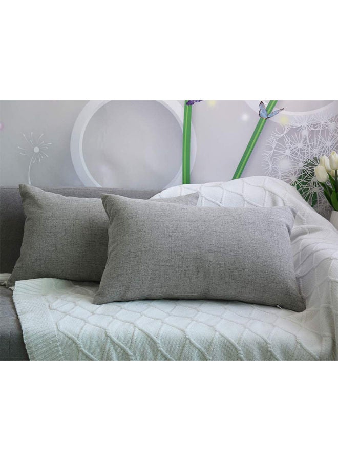 بنهيليغنز طقم وسائد ديكور مخملية مكون من قطعتين رمادي - Image 2