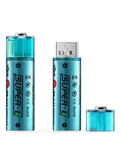 2 Piece USB Rechargeable Battery Set Blue