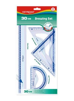 Keyroad 4Pcs Plastic Ruler Set/Opp Bag With Header Clear 