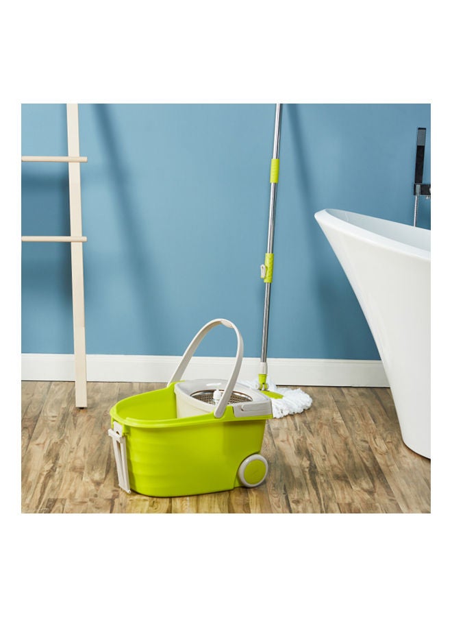Home Center Walkable Mop Bucket with 2 Mop Heads Green 29X27X47cm - Image 1
