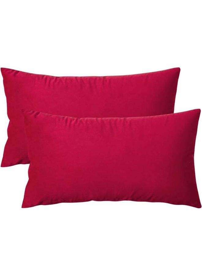 AMERICAN POLO 2-Piece Velvet Decorative Cushion Red - Image 1