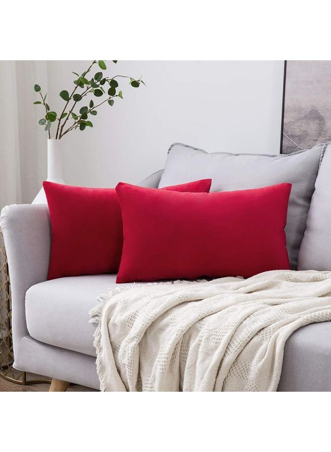 AMERICAN POLO 2-Piece Velvet Decorative Cushion Red - Image 2
