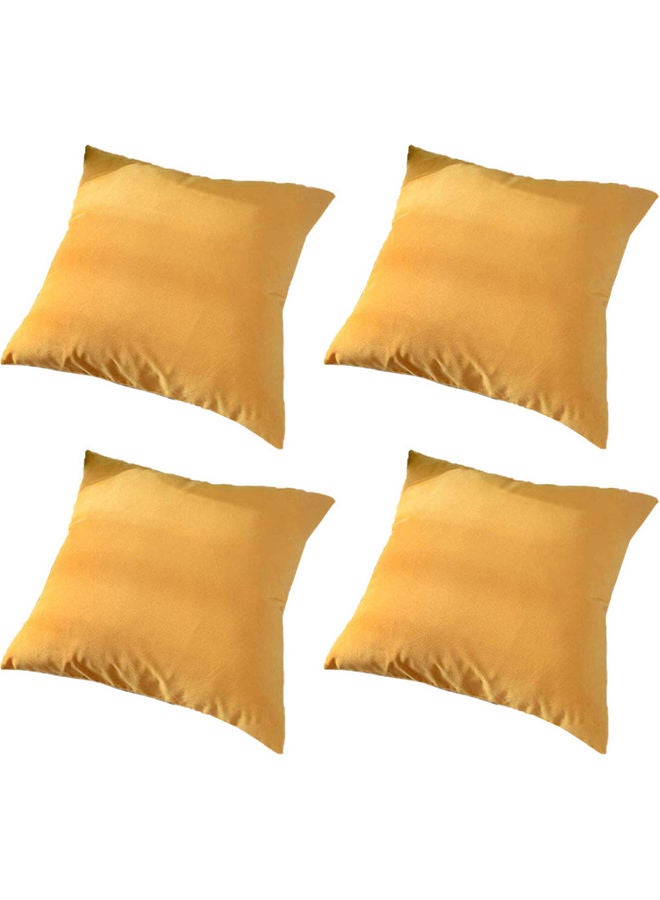 بنهيليغنز طقم وسائد ديكور مخملية بتصميم بسيط مكون من 4 قطع أصفر - Image 1